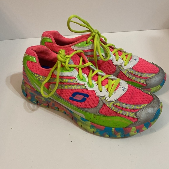 Skechers Women's Synergy Running Shoes Sneakers Pink Multi Confetti Size 10 - Picture 2 of 11